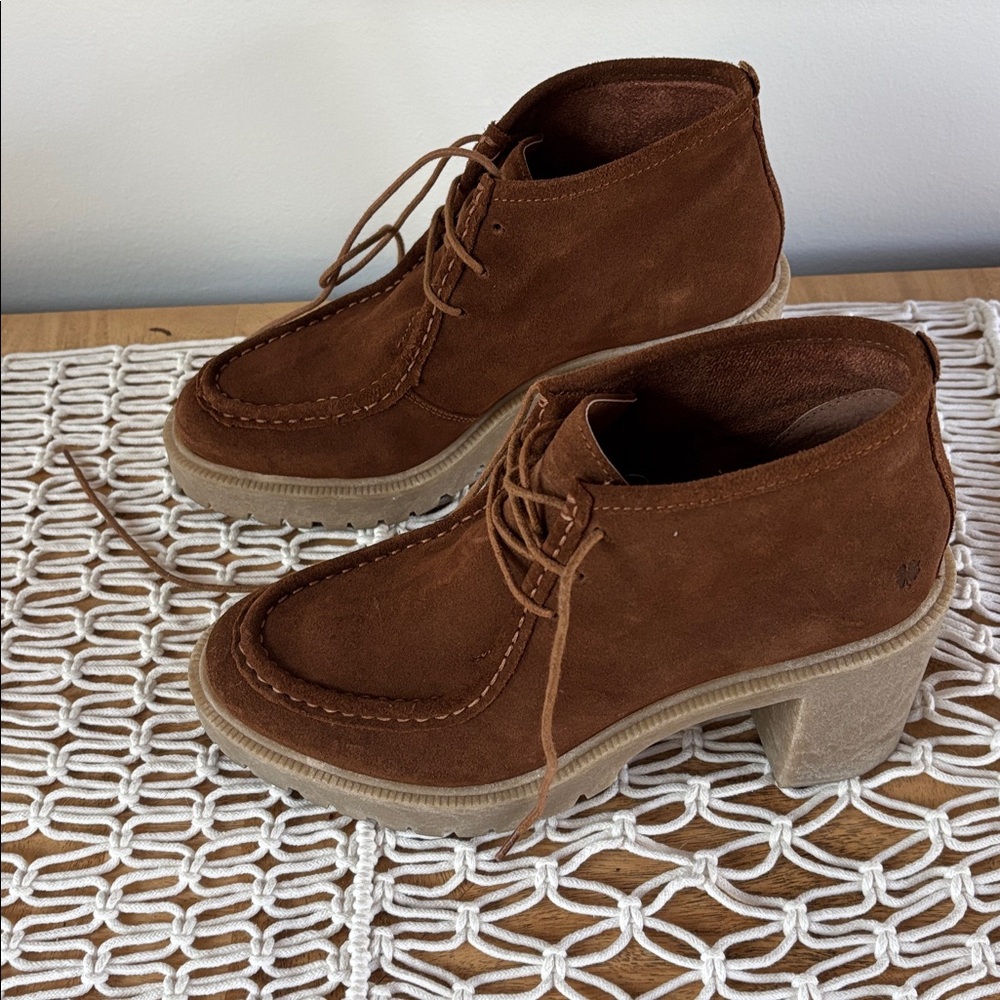 Lucky Brand Brown Suede Heeled Ankle Boots